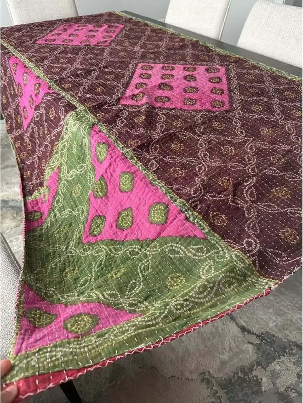 Kantha handmade blanket bed cover